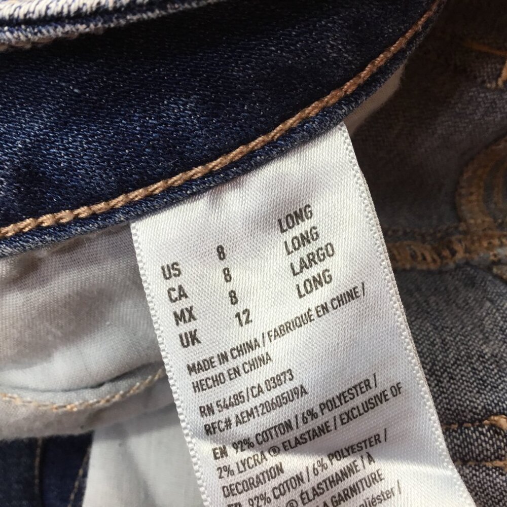 American Eagle AE Super Stretch X Hi Rise Jegging 8 Long Blue Skinny Medium Wash - Picture 6 of 7